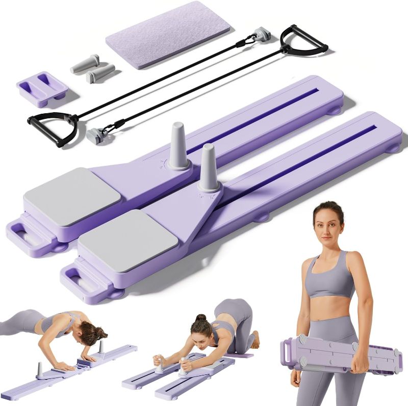 Photo 1 of Pilates Board, Multifunctional Abdominal Plate Sets, Detachable Ab Trainer Machine for Home, 6 in 1 Pilates Sliding Board, Foldable Pilates Reformer for Women Core Workouts