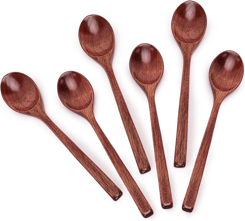 Photo 1 of 6pcs 9in Wooden Spoons, Soup Spoons Set, Long Handle Wooden Utensils for Cooking, Tasting, Serving, Stirring and Mixing (6pcs 9in)
