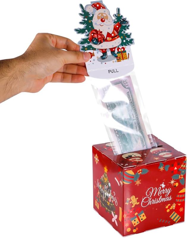 Photo 1 of Christmas Money Box for Cash Gift Pull with Santa Claus Card - Funny Merry Christmas Holder for Kids and Adults - Interesting Gift for Family and Friends
