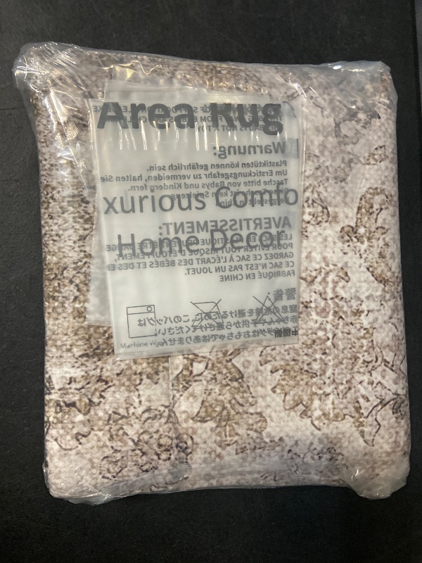 Photo 1 of Area Rug 4x6 Beige Washable Office Entryway Vintage Medallion Carpet Non Slip Retro Indoor Mat Low Pile Soft Distressed Small Rug for Bedroom Kitchen Laundry Dining Room
