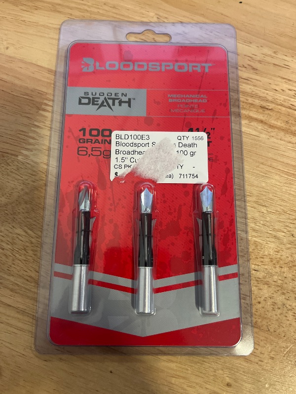 View 3 of Bloodsport Archery Sudden Death 100 Grain Broadhead 3 Pack New