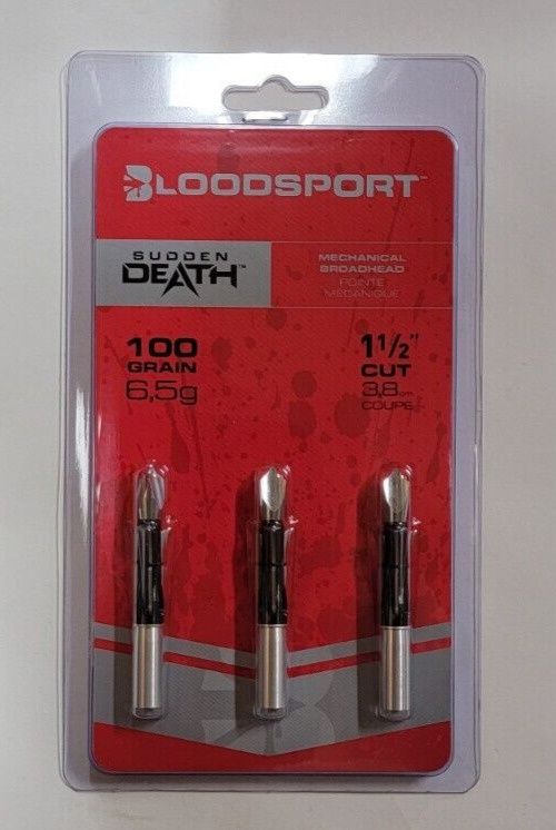 View 1 of Bloodsport Archery Sudden Death 100 Grain Broadhead 3 Pack New