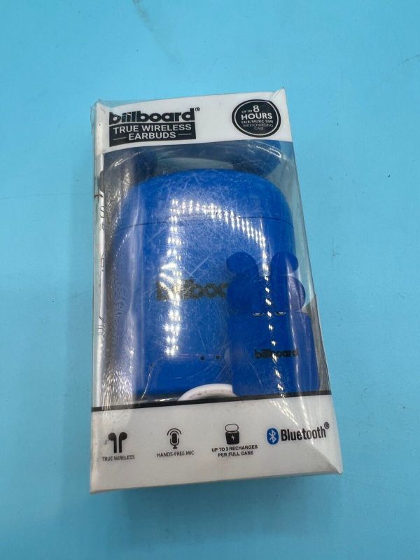 Photo 1 of BILLBOARD Bluetooth True Wireless Earbuds with Microphone / Charging Case Blue
