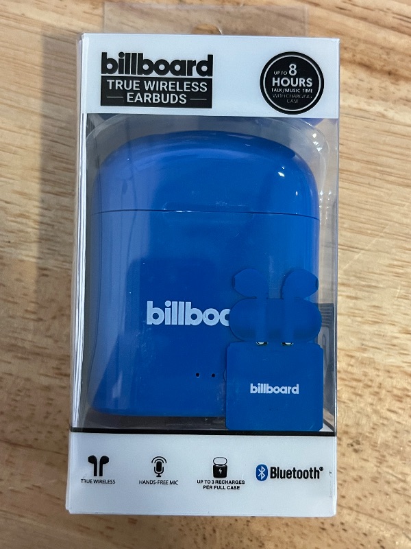 Photo 1 of BILLBOARD Bluetooth True Wireless Earbuds with Microphone / Charging Case Blue
