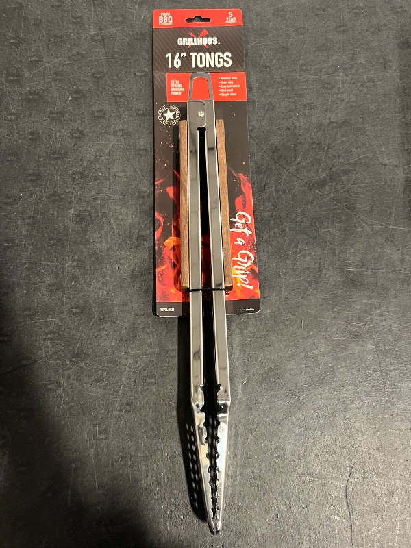 View 2 of Dropkick Your Old Tongs GRILLHOGS 16-Inch Barbecue Tongs Are the Only Equipment That Can Handle Your Massive Meat Stainless Steel + Soft Grip Dishw