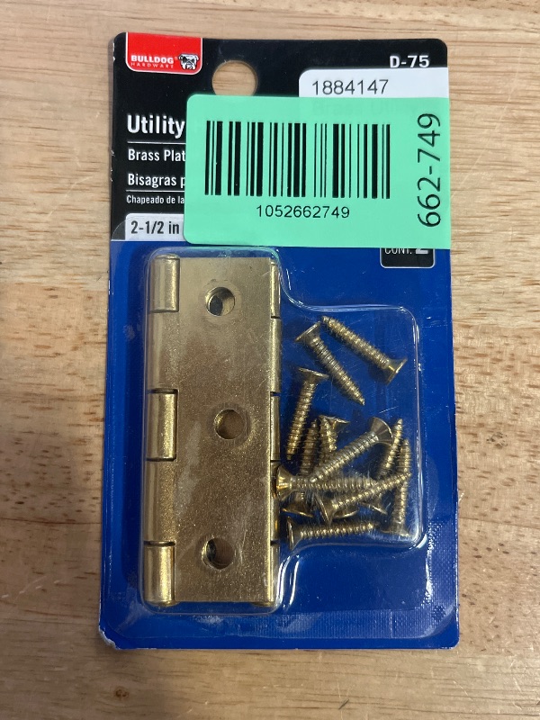 Photo 1 of Bulldog Hardware 2-1/2 in. Utlity Hinge Brass Plated 2 Pack
