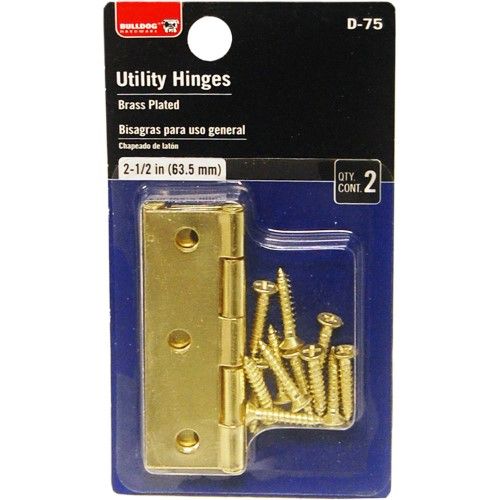 Photo 1 of Bulldog Hardware 2-1/2 in. Utlity Hinge Brass Plated 2 Pack
