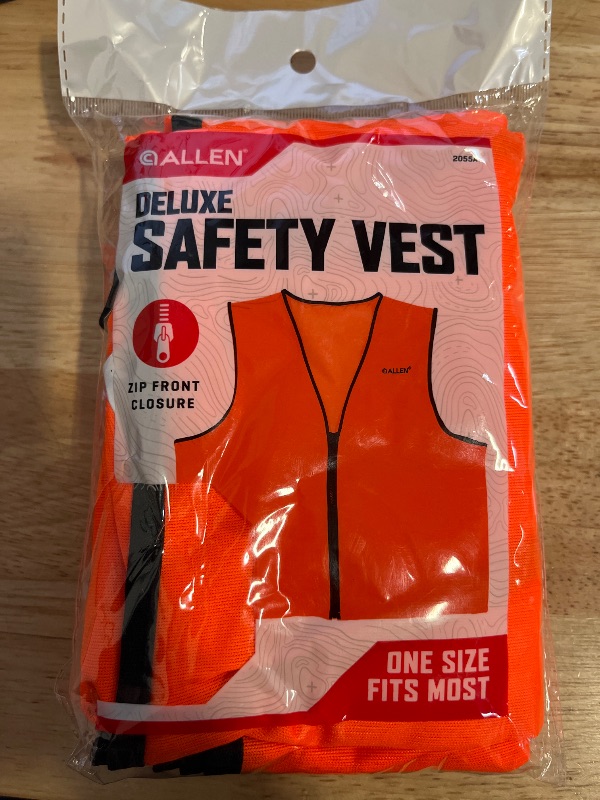 View 2 of (XL) Allen Company Deluxe Blaze Orange Hunting Vest XL Zipper Closure Unisex Model 2055A
