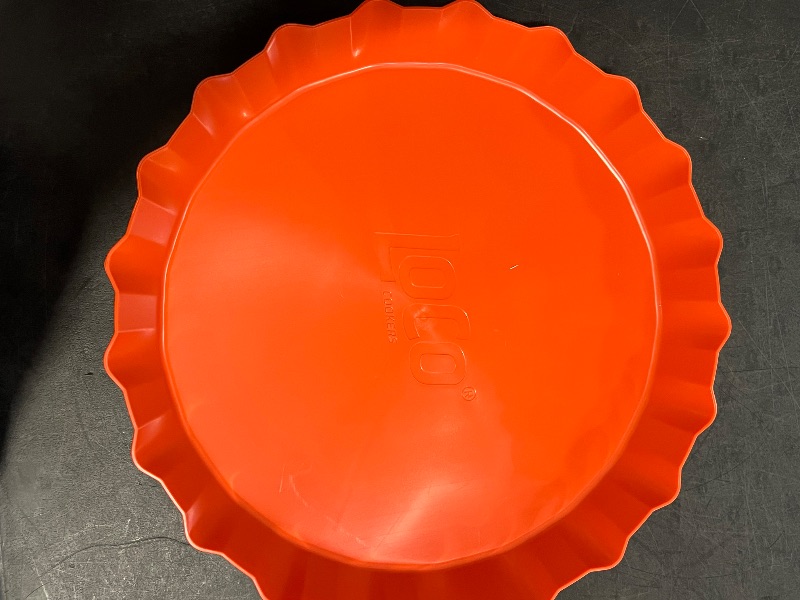 Photo 1 of (2 pack) LoCo Cookers Large Orange Plastic Party Platter – Deep Lip for Crawfish, Crabs ...
