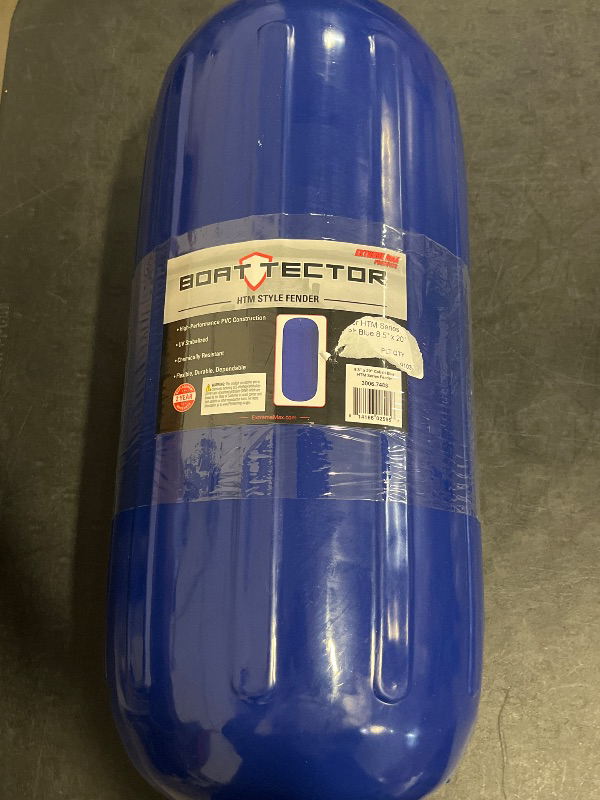 Photo 1 of Extreme Max 3006.7483 BoatTector HTM Inflatable Fender - 8.5 X 20 Cobalt Blue
