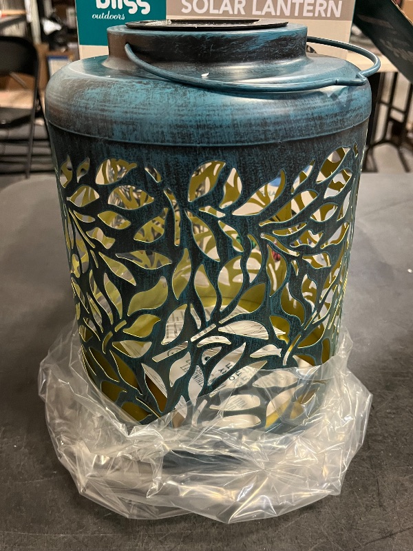 Photo 1 of Bliss Outdoors Solar LED Lantern W Olive Leaf Design Hand Painted Finish
