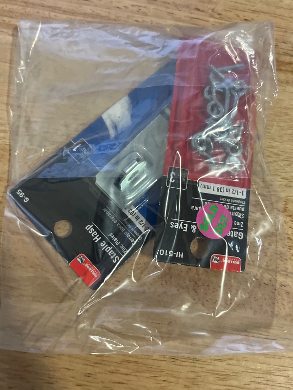 View 4 of Bulldog Hardware 1-1/2" Gate Hooks and Eyes, 3pk / Bulldog Hardware 2-1/2 in. Staple Safety Hasp Zinc Plated