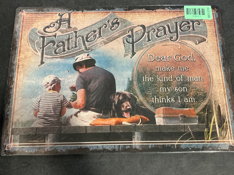 Photo 1 of 12X17 Rivers Edge a Fathers Prayer Durable Weatherproof Embossed Tin Sign
