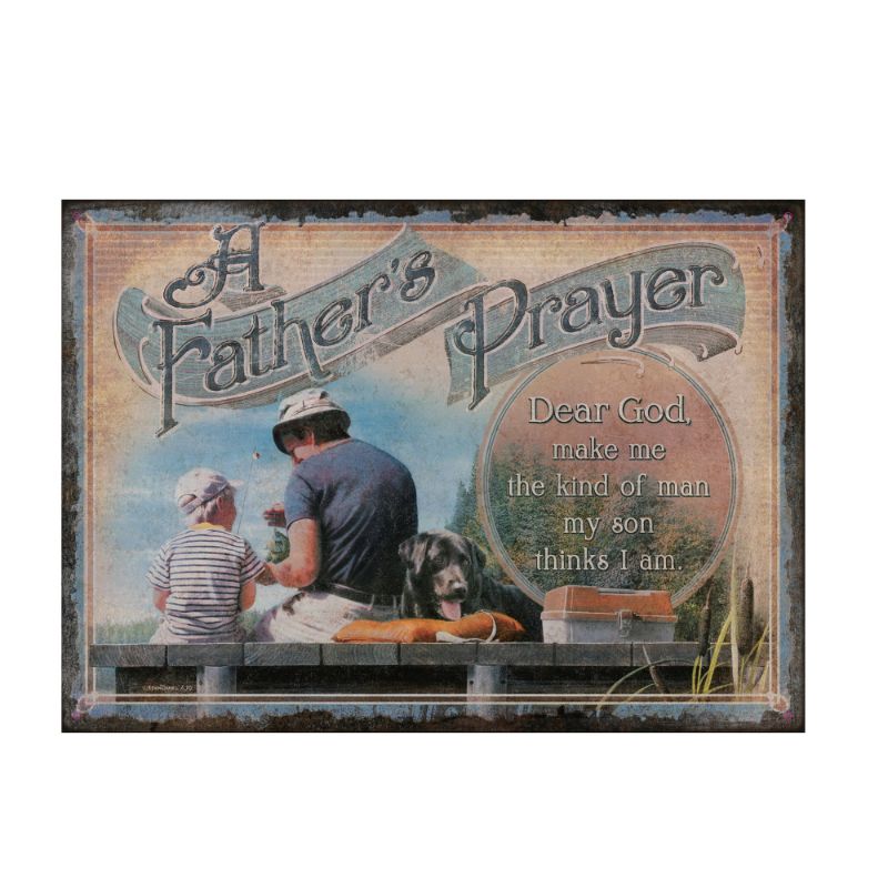 Photo 1 of 12X17 Rivers Edge a Fathers Prayer Durable Weatherproof Embossed Tin Sign
