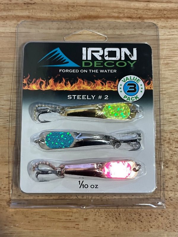 Photo 1 of Iron Decoy Steely 2 Tri Pak #2 Three 1/10oz 2in Casting Spoon Lures 3 Color Patterns
