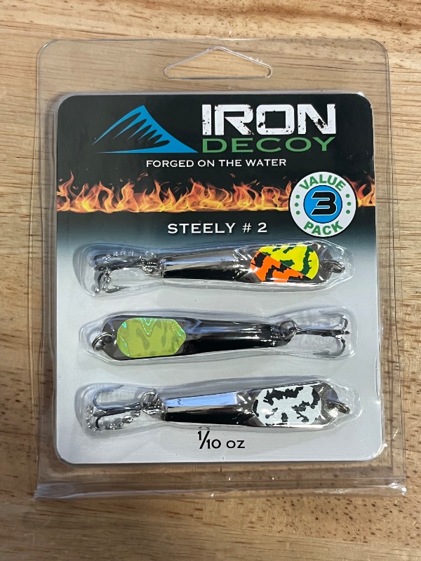 Photo 1 of Iron Decoy Steely 2 Tri Pak #3 Three 1/10oz 2in Casting Spoon Lures 3 Color Patterns