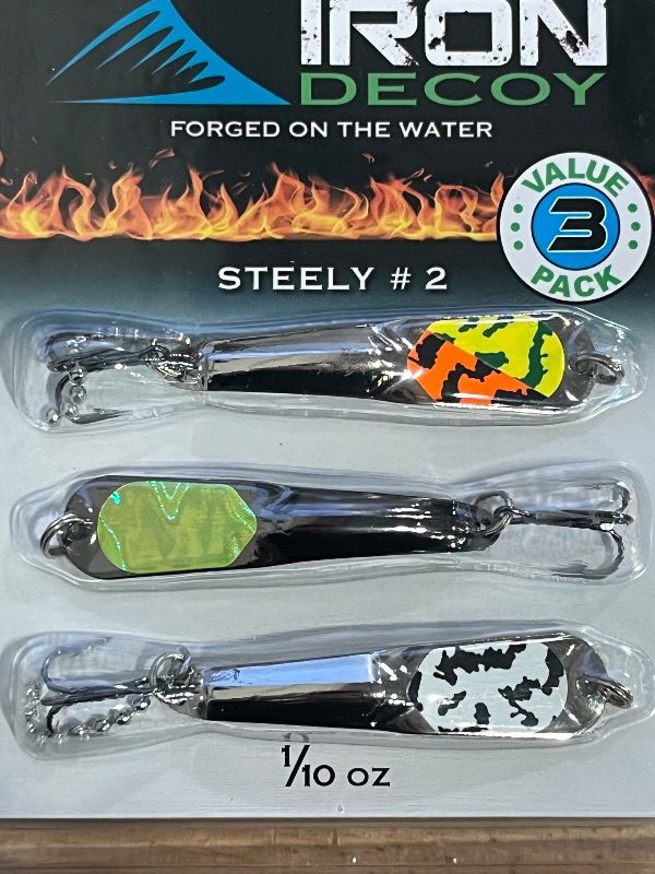 Photo 1 of Iron Decoy Steely 2 Tri Pak #3 Three 1/10oz 2in Casting Spoon Lures 3 Color Patterns