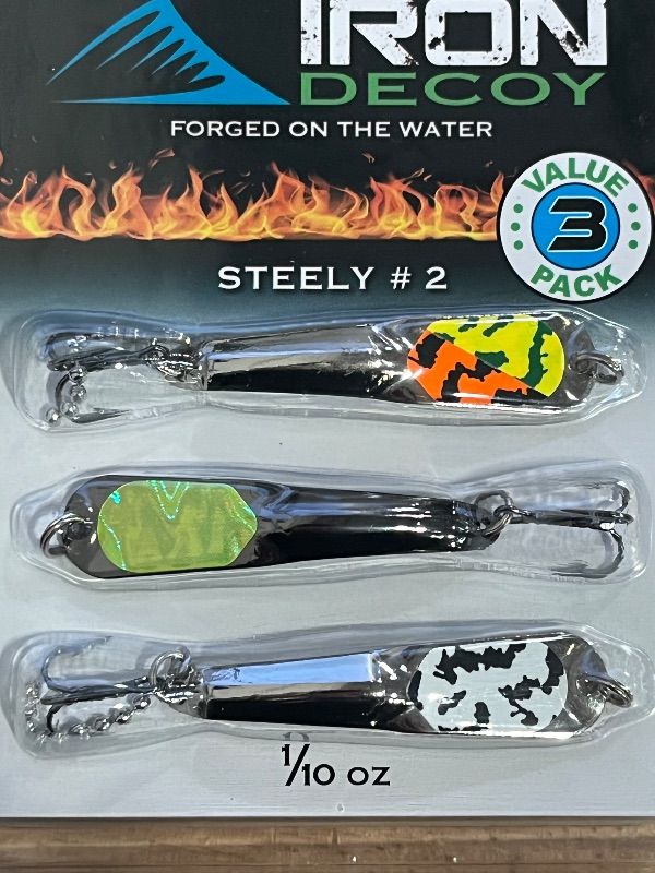 Photo 1 of Iron Decoy Steely 2 Tri Pak #3 Three 1/10oz 2in Casting Spoon Lures 3 Color Patterns
