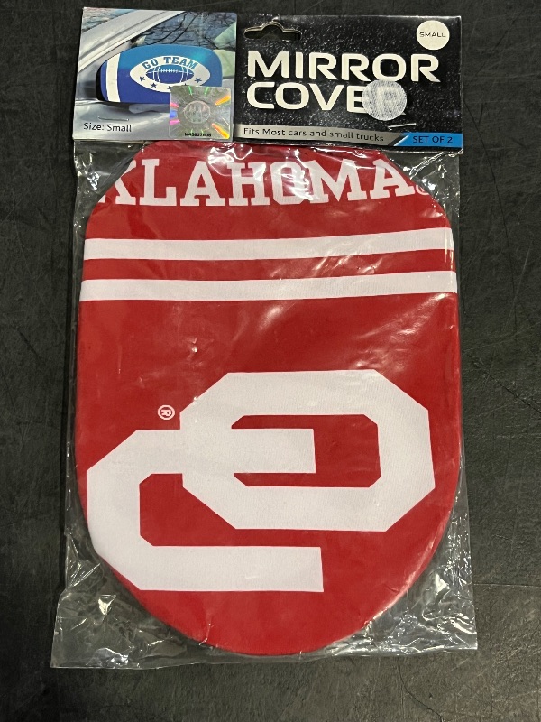 View 1 of FanMat Mirror Covers University of Oklahoma fits Most Small Cars
