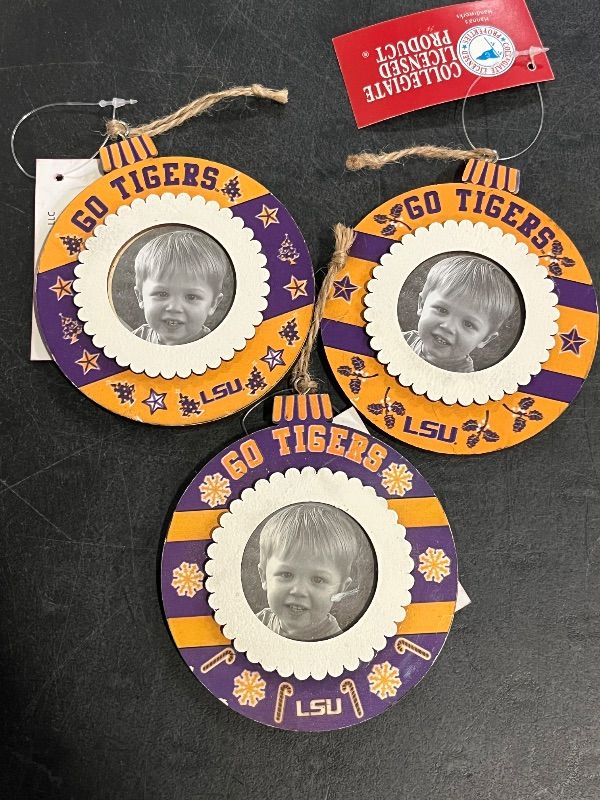 Photo 1 of 3 Pack LSU Tiger Holiday Ornaments with Picture Frames
