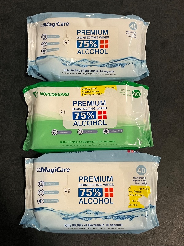 Photo 1 of 3 Packs of 75% Alcohol Premium Disinfecting Wipes , 40 Count Per Container