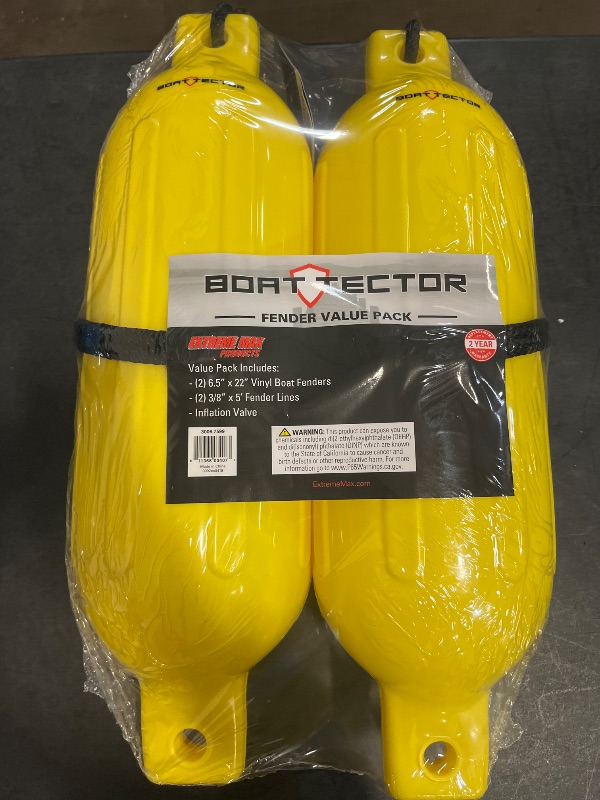 Photo 1 of BoatTector Inflatable Fender Value 2-Pack - 6.5" X 22", Neon Yellow
