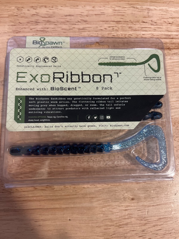 Photo 1 of BioSpawn ExoRibbon Premium Bass Fishing Lure Worm - 7-in 8 Pk - Enhanced with BioScent
