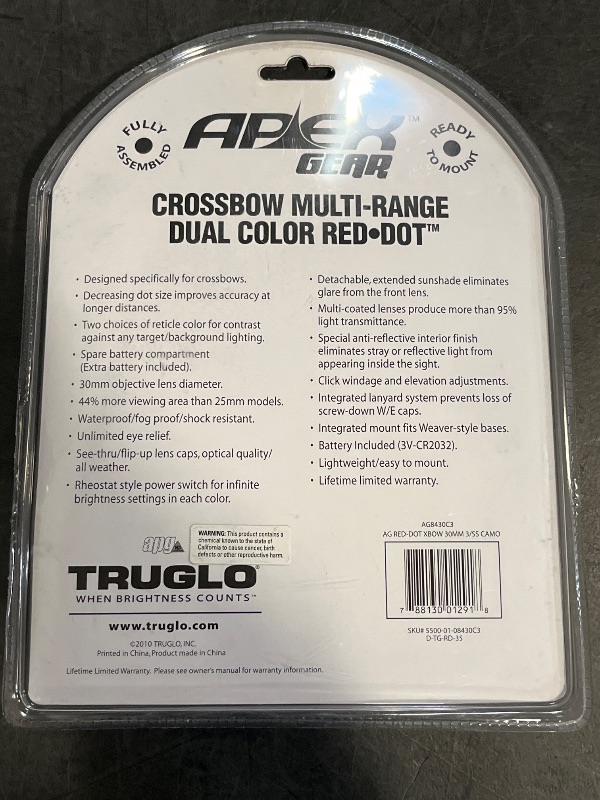 View 3 of Apex Gear 1x30mm Crossbow Scope with 3-Dot Red Dot Reticle, Camo