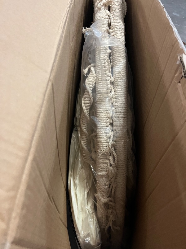 Photo 1 of 55 in. Dia Macrame Hanging Swing Chair with Pillows
