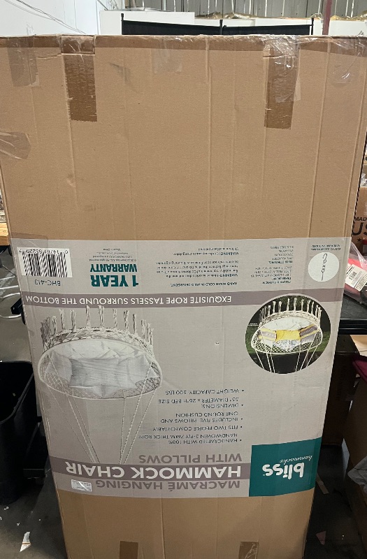 Photo 1 of 55 in. Dia Macrame Hanging Swing Chair with Pillows
