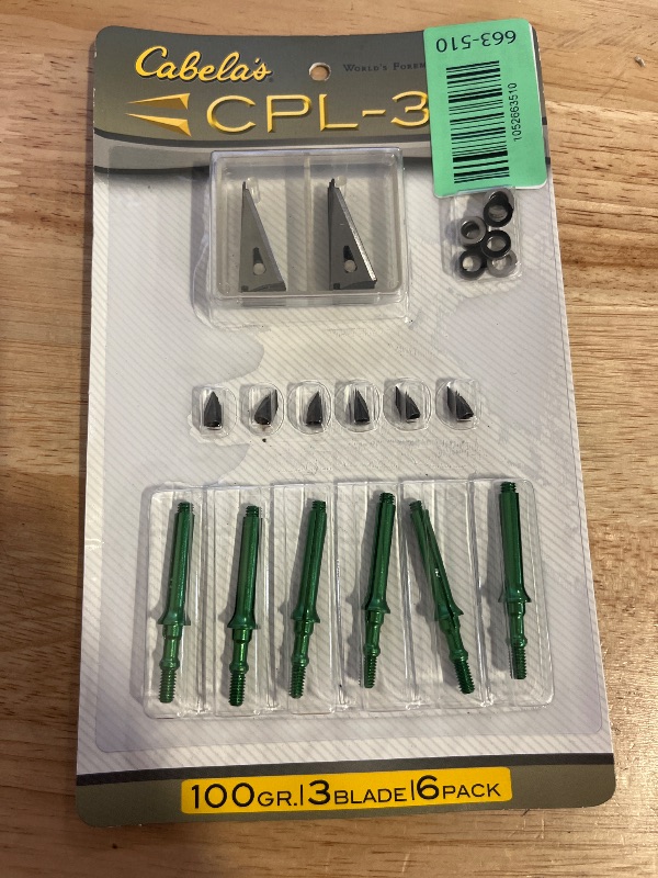 Photo 1 of Cabela's 100 Grain 3 Blade Broadheads CPL-3 ~ New
