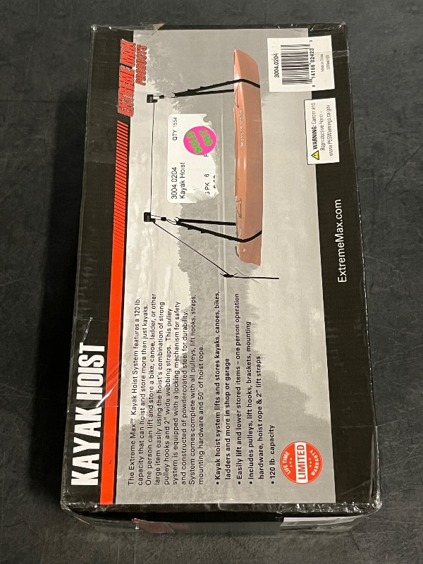 Photo 1 of 120 Lbs. Capacity Kayak Hoist for Garage
