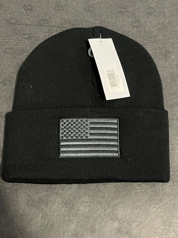 Photo 1 of American Flag Beanie, Black 