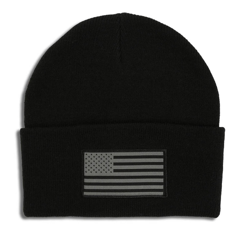 Photo 1 of American Flag Beanie, Black 