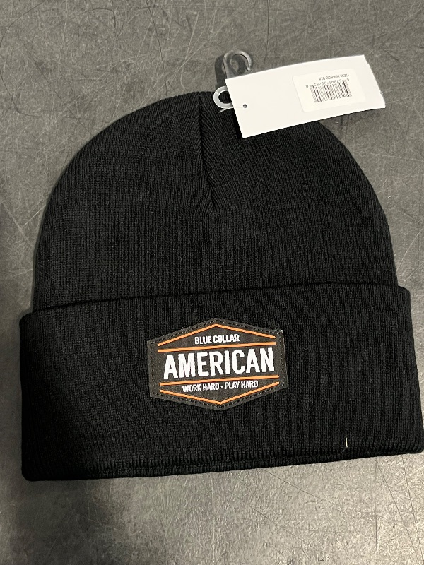 Photo 1 of Blue Collar American Work Hard Play Hard Beanie, Black
