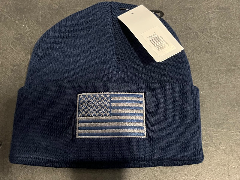 Photo 1 of American Flag Beanie, Blue/Grey 