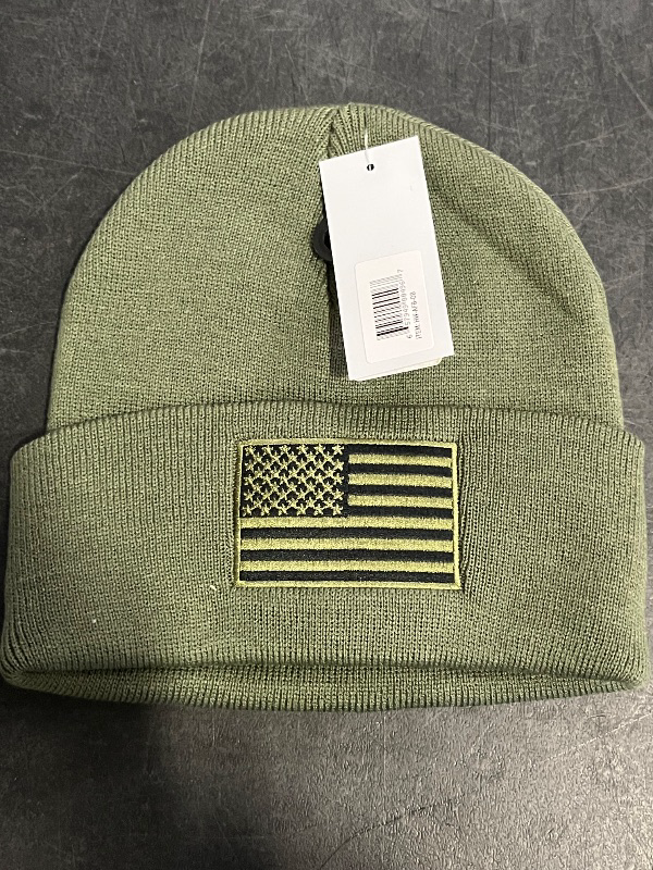 Photo 1 of American Flag Beanie, Olive 