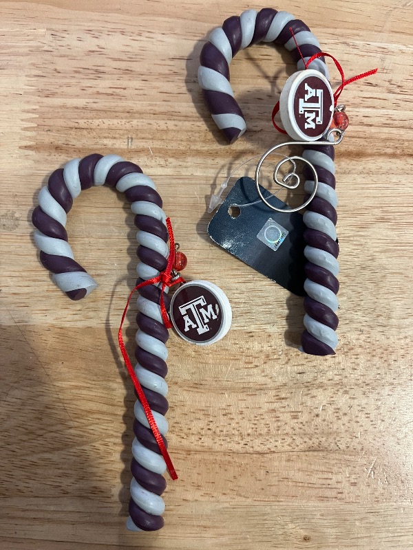 Photo 1 of 2 CandyCanes Ornaments with Texas A&M University Feature 