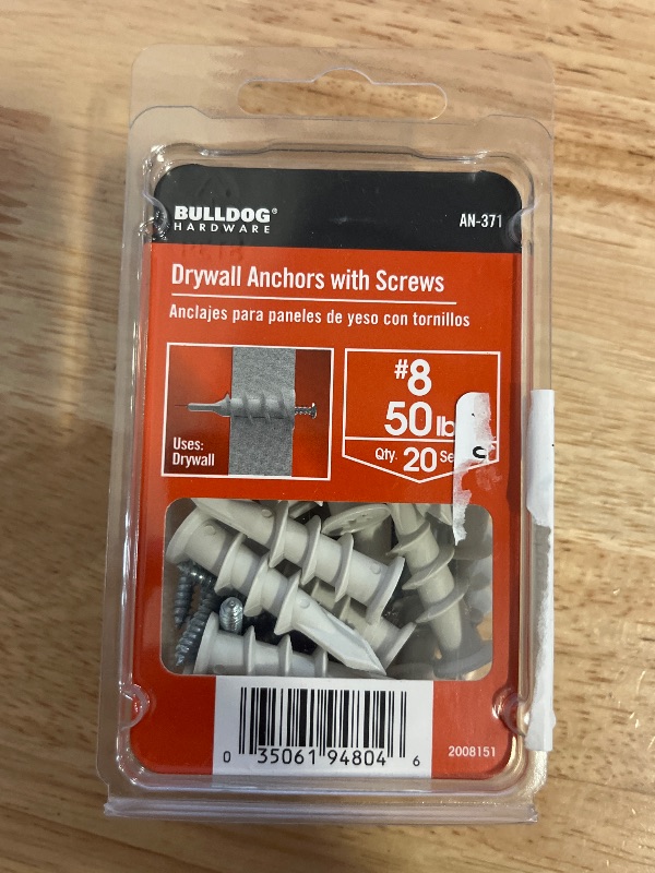 Photo 1 of Bulldog 20 Piece #8 Drywall Anchors and Screws Set
