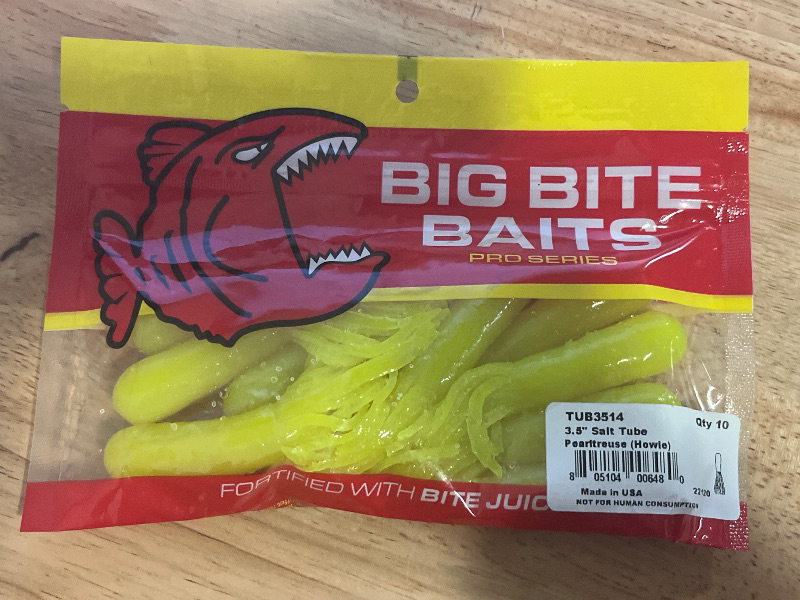 Photo 1 of Big Bite Baits 3.5" Salt Tube/PEARLTREUSE (10 Pack)
