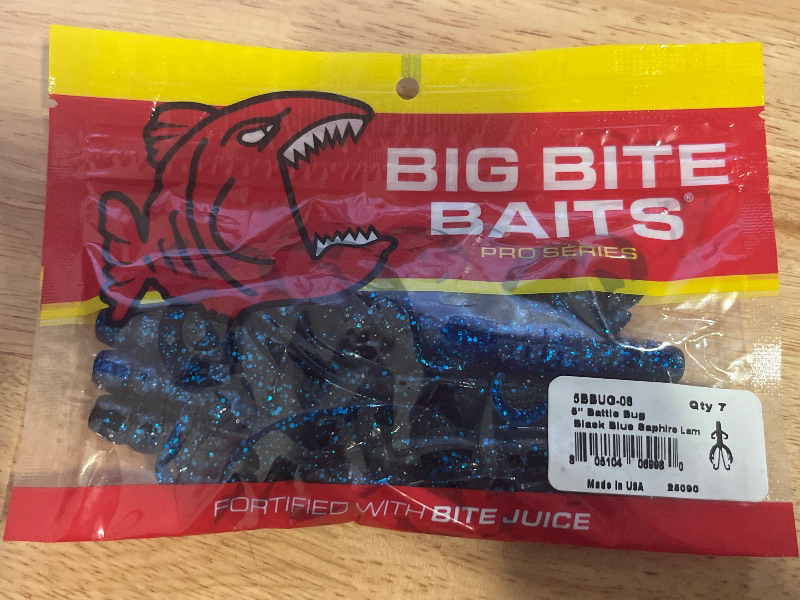 Photo 1 of Big Bite Baits 5 Inch Battle Bug Soft Plastic Creature Bait (Black Blue Saphire Laminate)
