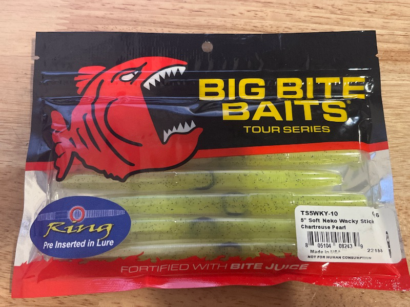 Photo 1 of Big Bite Baits 5 Inch Soft Neko Wacky Stick Chartreuse/Pearl
