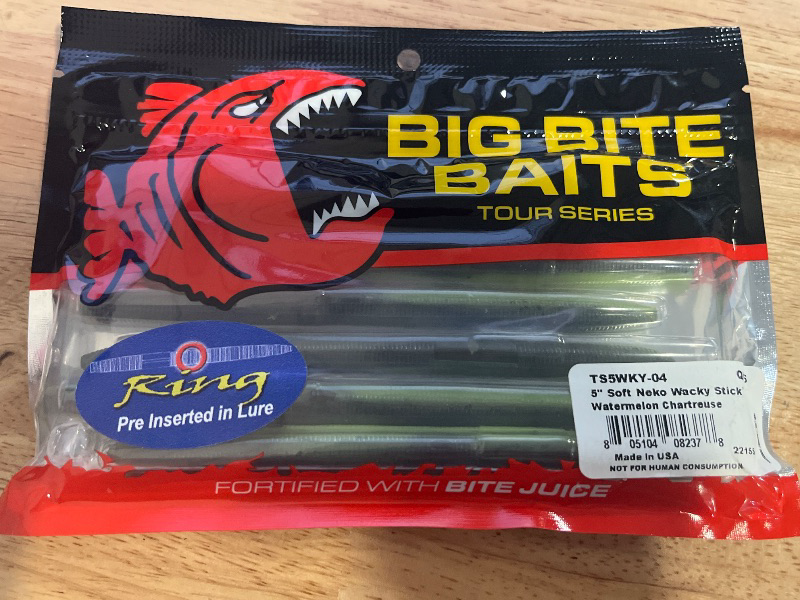 Photo 1 of Big Bite Baits Soft Neko Wacky Stick Soft Stickbait Watermelon/Chartreuse
