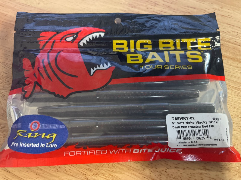 Photo 1 of Big Bite Baits 5 Inch Soft Neko Wacky Stick Dark Watermelon Red Flake
