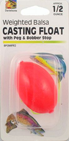 Photo 1 of Danielson Weighted Balsa Casting Floats - Fluorescent Red 2
