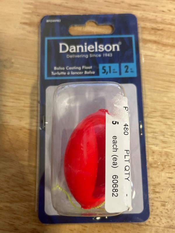 Photo 1 of Danielson Weighted Balsa Casting Floats - Fluorescent Red 2
