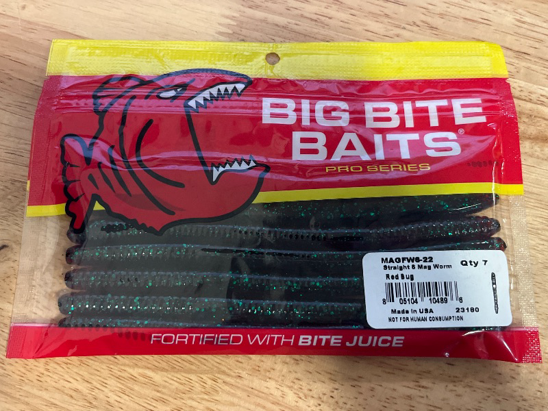 Photo 1 of  Straight 6 Magnum Worm Lures, Red Bug - Pack of 7