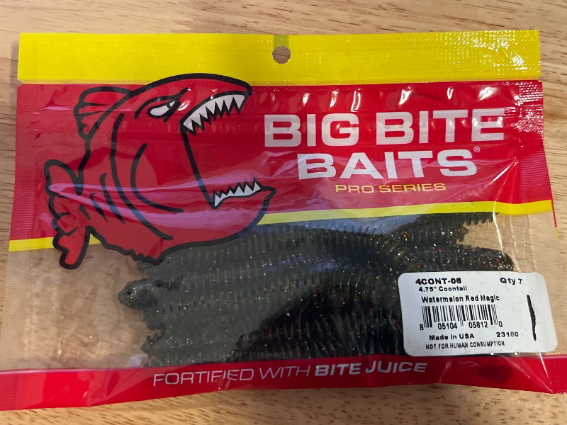 Photo 1 of Big Bite Baits Coontail Worm - 4.75 Inch Pack of 7 - Watermelon Red Magic - 4CONT-06
