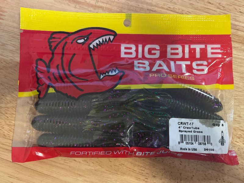 Photo 1 of Big Bite Baits Craw Tube 4 Inch Soft Plastic (Sprayed Grass)
