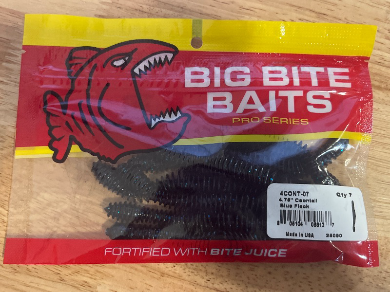 View 2 of Big Bite Baits Coontail Worm - 4.75 Inch Pack of 7 - Blue Fleck - 4CONT-07
